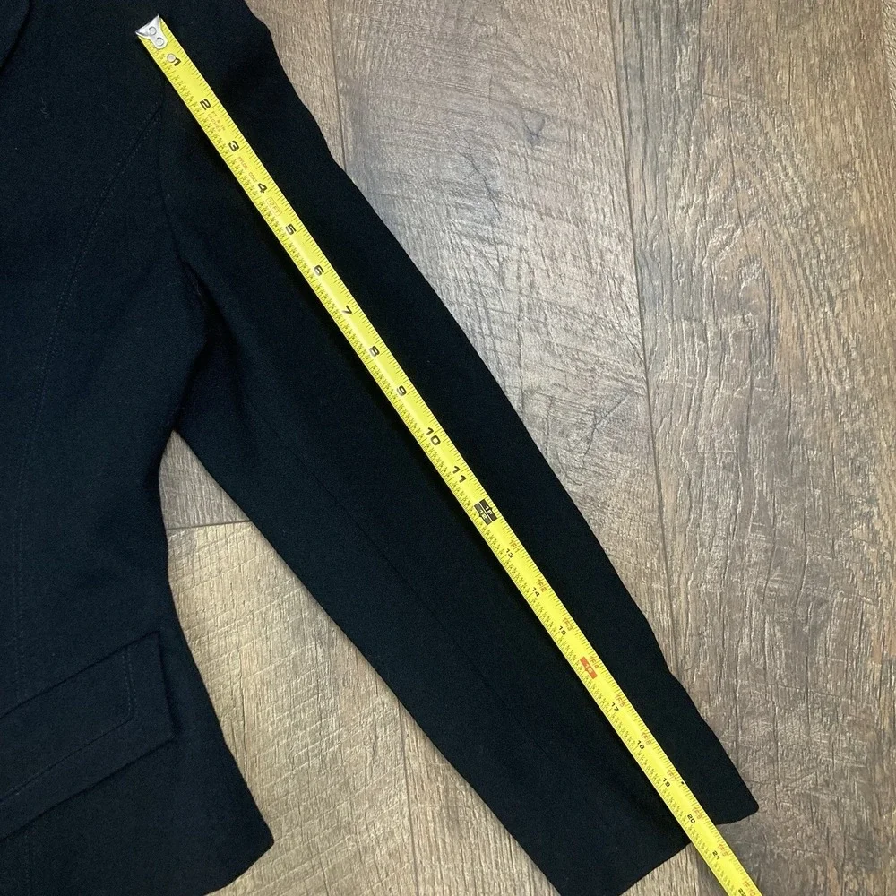 Vintage BEBE Black Wool Blazer Jacket Fitted 4-Button Size 2 Made in USA 90s Y2K